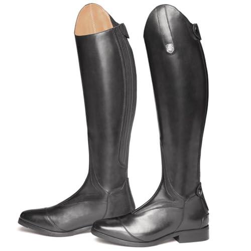WEHAM Negro,36,Botas ecuestres para hombre y mujer, estilo retro, con cordones, de cuero PU, botas de caballero, botas largas para montar al aire libre para principiantes