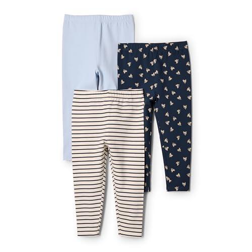Amazon Essentials x Sofia Grainge Legging Bebé-Niñas, Paquete de 3, Azul Claro/Conejitos/Rayas, 24 Meses