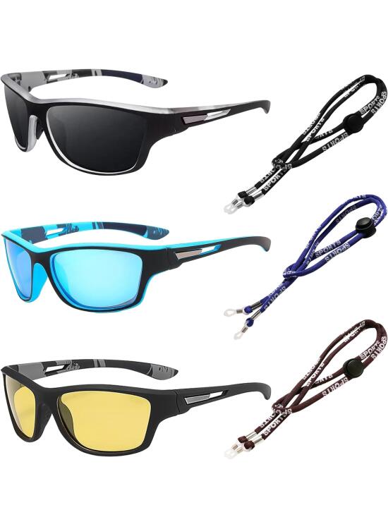 TYXHXTF 3 Pares Gafas de Sol Polarizadas para Hombre y Mujer - Deportivas Con Protección UV para Ciclismo, Deporte, Conducción y Pesca