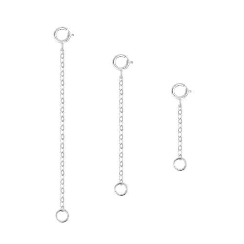 GlasFlength Cadena de Extensión, 3 pcs Extensión de Cadena de Plata Cadenas Extensibles de Ley 925 Extensores de Cadena para Fabricación de Joyas para Alargar Tus Collares y Pulseras (3/5/8 cm)