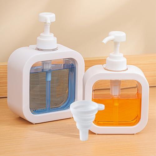 Dispensador de jabón de plástico WISIRENT, 2 piezas dispensador de jabón líquido und y 1 embudo plegable, dispensador líquido de vajilla de soap dispensador, dispensadores de jabón transparente (500