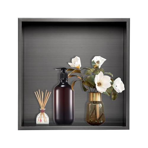 BAUNVB Nicho de ducha listo para colocar en el azulejo, nicho de ducha de 12 pulgadas, no necesita azulejos, nicho dorado para ducha, pared, baño, cocina, sala de estar, almacenamiento de baño,