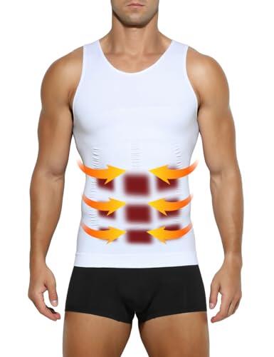 Casey Kevin Faja Chaleco Hombre, Camiseta Reductora Compresión, Camisa de Compresión Slim para Hombres, Alta Elasticidad Body Shaper Chaleco(Tamaño: S-XXL), Blanco, XL