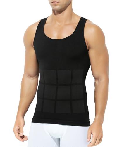 Casey Kevin Camiseta Reductora Hombre Faja Chaleco Camisa de Compresión Slim para Hombres, Negro, L