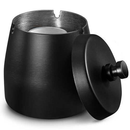 Zeawavsl Cenicero Exterior con Tapa, Cortavientos Antiolores para Balcones, Fiestas, Bares