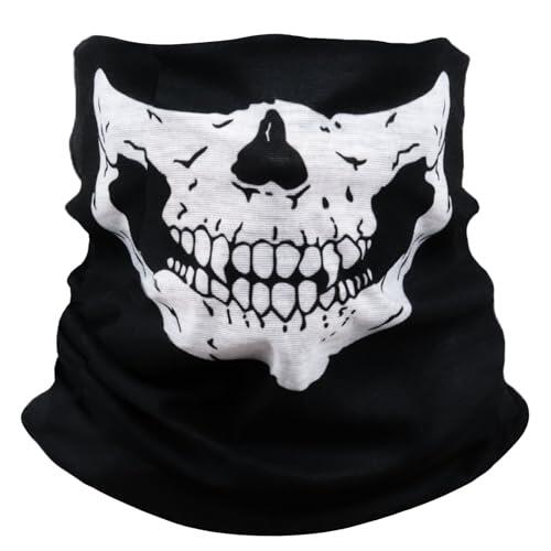 AWUMBUK Pañuelo Multifunción para Moto Hombre, Braga Cuello Halloween Calavera Máscara de Esqueleto Máscara de Tormenta esquí Pañuelo para el Cuello Negro