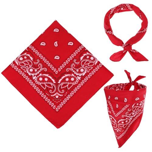 GEEHUA 2 pañuelos para hombre y mujer, 55 x 55 cm, diseño de cachemira, para hombre y mujer, bandana para el pelo, bufanda, bufanda, cuello para motociclistas, motocicletas y hombres, rojo, 55 x 55cm