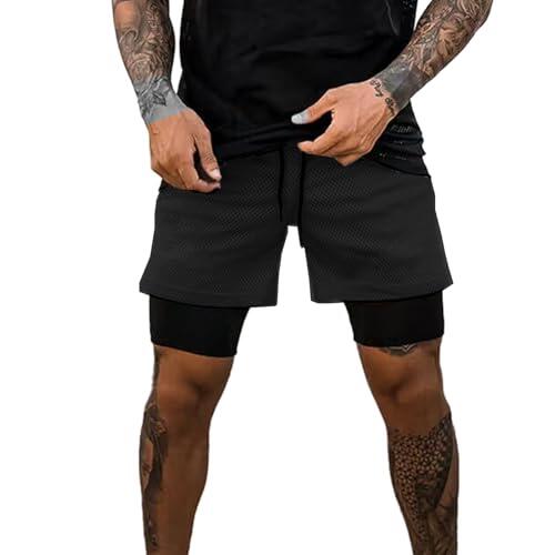 XDSP Pantalón Corto para Hombre,Pantalones Cortos Deportivos para Correr 2 en 1 con Compresión Interna y Bolsillo para Hombres