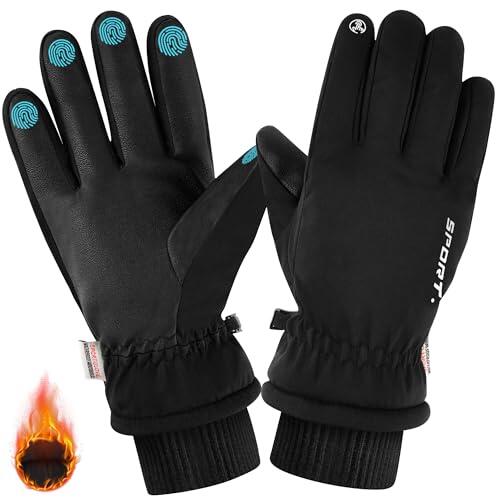 KUOGAS Guantes Termicos Hombre, Guantes Moto Invierno con Pantalla Táctil cáLidos y Gruesos para Hombre y mujer, Snowboard para Ciclismo, Motociclismo, Carrera, MontañIsmo y Senderismo