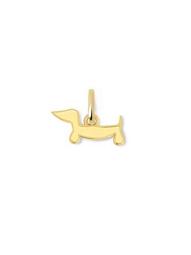 SINGULARU - Charm Mini Perro Teckel Enamel Amarillo. Latón con Acabado en Baño de Oro de 18kt. Colgante con Esmalte de Color. Joyas para Mujer