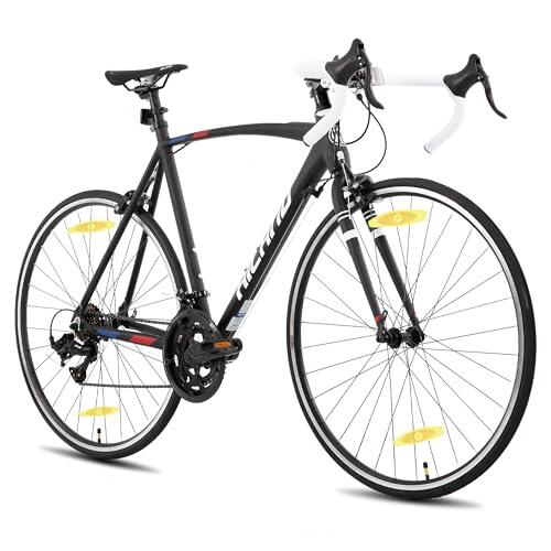 HILAND Alliance Bicicleta de Carretera 28 Pulgadas, 14 Velocidades, Cuadro de Aluminio de 53 cm para Hombre y Mujer, 700C Bicicleta para Uso Diario para Adultos, Negra