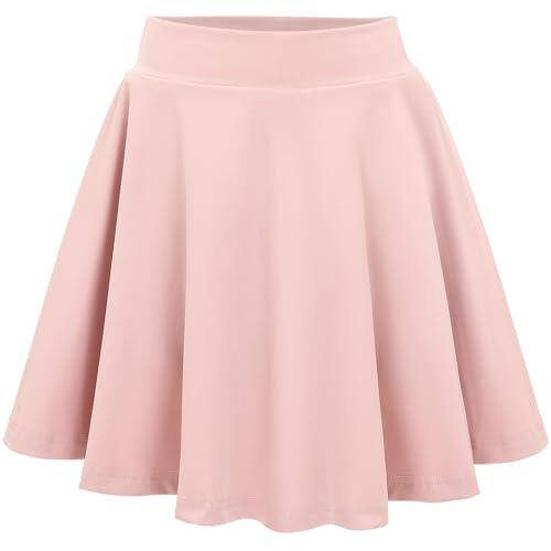 Eisnnu Falda para niñas Falda de Tenis para niños con Pantalones Cortos Cintura elástica Una línea Falda Escolar elástica (FR/ES, Edad, 12 años, 14 años, Regular, Rosa)