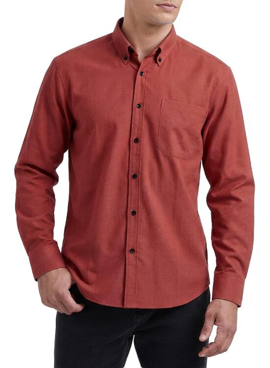 HISDERN - Camisa Oxford informal de algodón para hombre, manga larga, color liso, corte clásico, con bolsillo, para uso diario y trabajo