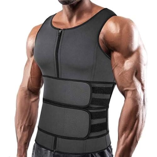 Body Shaper Para Hombre: Chaleco Deportivo Con Doble Cintura, Camiseta Sin Mangas De Compresión Muscular | Chaleco De Cintura Para Ejercicio De Corrección Postura Para Rendimiento, Fitness ()(M)
