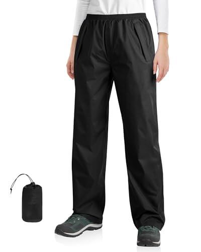 33,000ft Pantalones de lluvia para mujer, impermeables, reflectantes, resistentes al viento, ligeros, para exteriores, para golf, senderismo, pesca, Negro , 44 Corto
