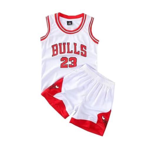 Fasiohdio - Conjunto de baloncesto infantil, 2 prendas, camiseta sin mangas y pantalón corto, uniforme de baloncesto para niño y niña, blanco, 6-8 ans/m