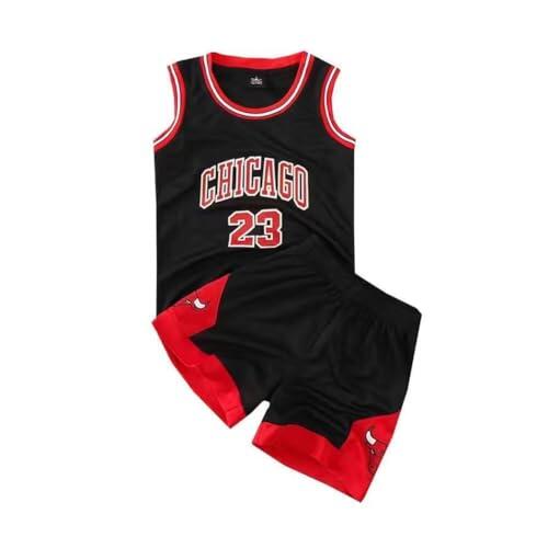 FASIOHDIO Conjunto de Baloncesto para Niños - Camiseta Tirantes y Pantalones Cortos - Equipación Deportiva (Negro, 8-10 Años/L)