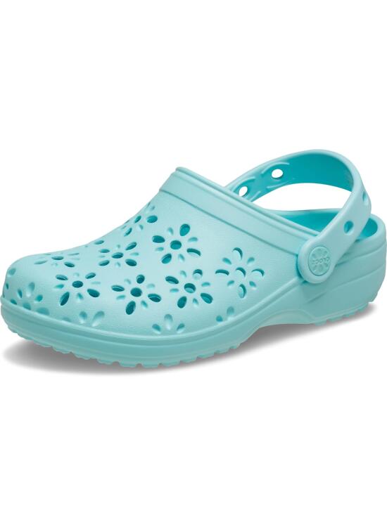 Crocs Classic Floral Cut Out Clog T, Zuecos Unisex niños, Aquamarine, 19/20 EU