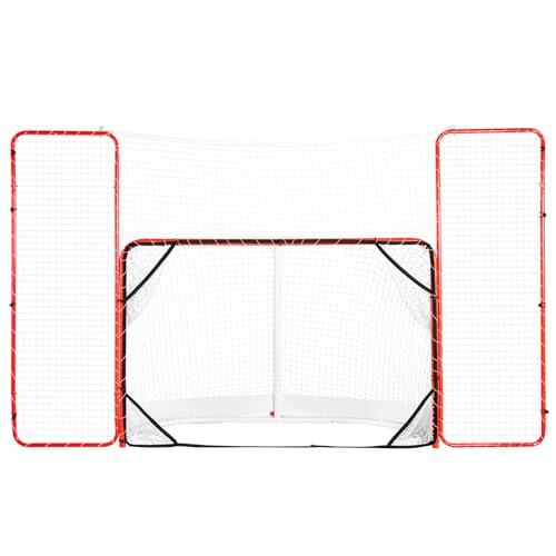 VEVOR Portería de Hockey con Protectores de Pelotas y Dianas Kit de Portero de Hockey 310x183 cm Juego de Entrenamiento de Hockey Profesional de Acero Portátil fácil Montaje, Interior y Exterior