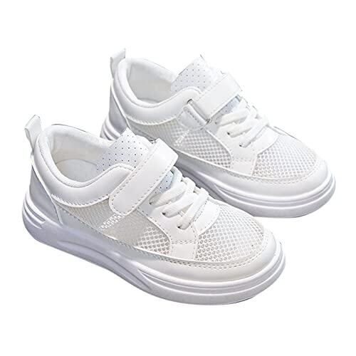 Generisch Zapatillas deportivas para niña, zapatos infantiles, zapatillas de primavera y verano, transpirables, antideslizantes, para niños, de malla, deportes al aire libre y ocio para niños, Blanco,