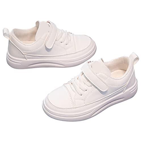 Zapatillas deportivas para niñas, zapatos infantiles, zapatillas de primavera y verano, suela de goma, antideslizantes, para niños, informales, deportes al aire libre y ocio para niños, Blanco, 34 EU