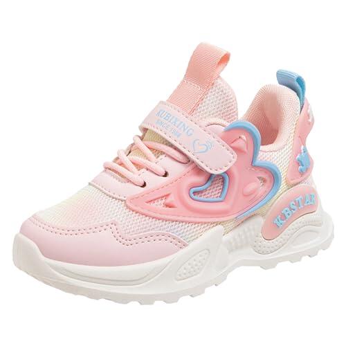 Generisch Zapatillas deportivas para niña, zapatillas de deporte para niñas, patrón de moda, dulce malla de amor, transpirables, cómodas, cuatro estaciones, deportes al aire libre informales y tiempo