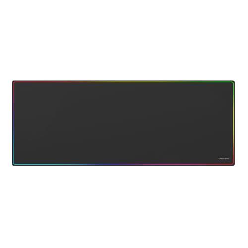Mars Gaming MMP224, Alfombrilla Gaming XXL 880x330mm, Diseño de Bordes Rainbow, Base Antideslizante de Caucho Natural, Superficie Nanotextil de Alta Precisión, Alfombrilla de Ratón Flexible, Negro
