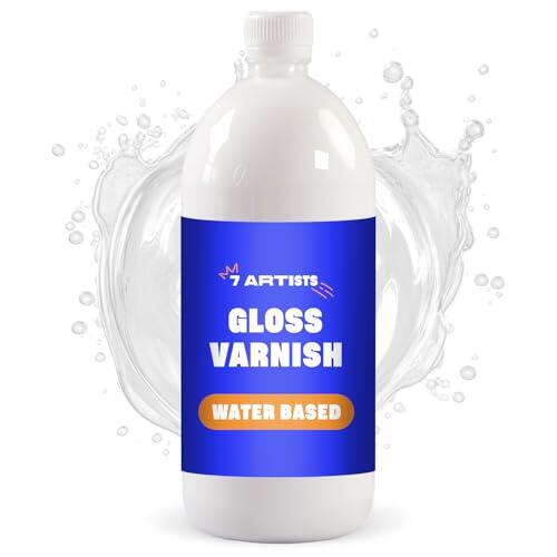 Barniz Acrilico Brillante Transparente 1000 ml – Gloss Varnish para Superficies Pintadas con Acrilico | Lacquer Manualidades para Cuadros Acrilicos, Arcilla, Piedra, Madera | Barniz al Agua Incoloro