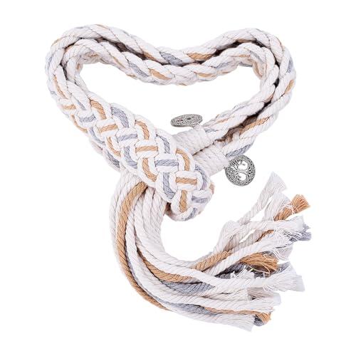NICENEEDED Cordón de Unión de Manos Bodas, Lazo de Boda Rústico Lazos, Cuerda de Boda de Algodón con Colgantes, Patrón Celta Tradicional