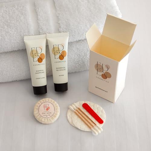 Eden cosmetics Kit de acoplamiento para baño | Ideal para Alquileres Airbnb & Hoteles | Cosmético Perfumado | Juego de 50 Kits Completos y Listos para Emplear | Producto de bienvenida