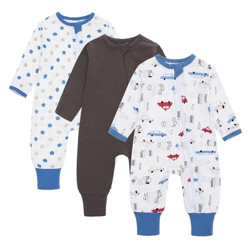 amo nenes | Pack de 3 pijamas saco para recién nacidos, 0,5 Tog, con pies y mangas, algodón transpirable. Enterizo unisex para bebés, ropa de manga larga para bebés, talla 0-24 meses