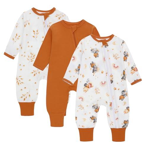 amo nenes | Pack de 3 pijamas saco para recién nacidos, 0,5 Tog, con pies y mangas, algodón transpirable. Enterizo unisex para bebés, ropa de manga larga para bebés, talla 0-24 meses