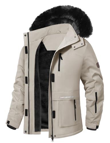 Voqeen Chaqueta de Esquí Invierno para Mujer Termica Abrigo de Nieve Impermeable de Montaña Forro Polar Antiviento Cazadora con Capucha