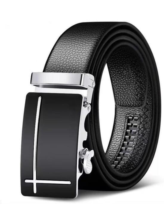 Piel Sin Agujeros Cinturon, Hombres de Cuero Cinturón de Trinquete, Hombres Cinturón Ajustable, Cuero Automática Cinturón de Hombre, Ancho 35mm, Tamaño Ajustable, Adecuado para la Traje Jeans