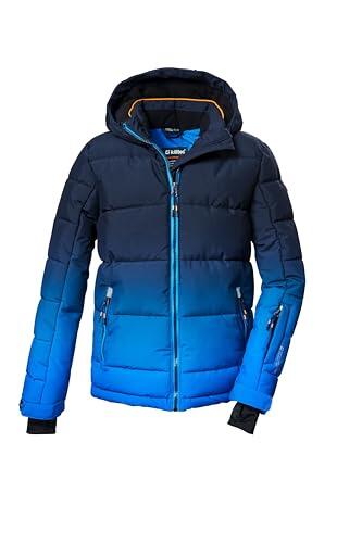 killtec Niños Chaqueta de esquí/Chaqueta de esquí acolchada con capucha y protección contra la nieve KSW 382 BYS QLTD JCKT, neon blue, 140, 42453-000