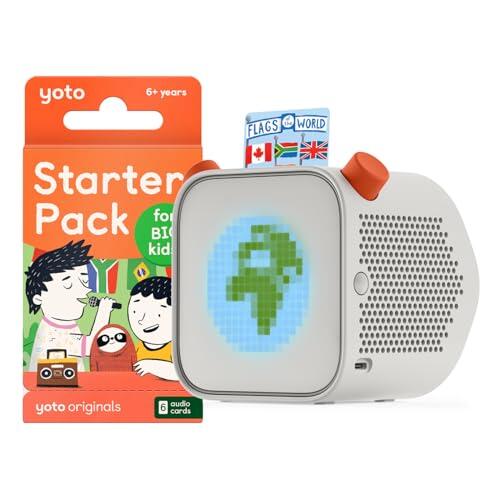 Yoto Player + Starter Pack para niños grandes, narrador de cuentos con luz nocturna, reloj, audiolibros en inglés, cuentos musicales, libro ilustrado para escuchar