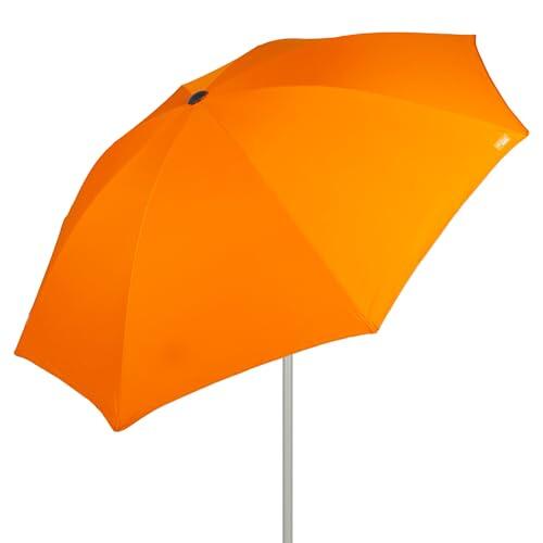 AKTIVE Sombrilla playa grande, 220 cm, Color naranja, Mástil acero, Inclinable y regulable en altura, Tejido poliéster, Protección UV50, Sombrillas grandes, Incluye funda transporte con asa (62337)