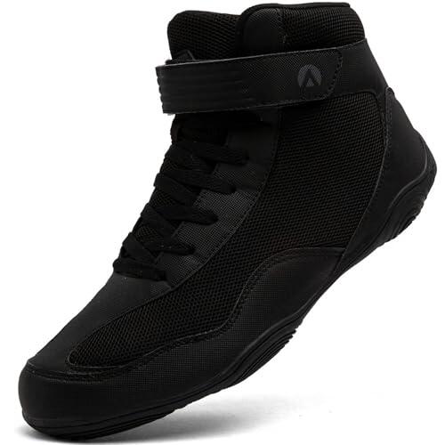 Mufanton Botas de Lucha para Hombre Zapatos de Lucha Profesional Deportivos Ligeros Zapatos de Boxeo para Entrenamiento físico Wrestling Shoes,Negro,EU45