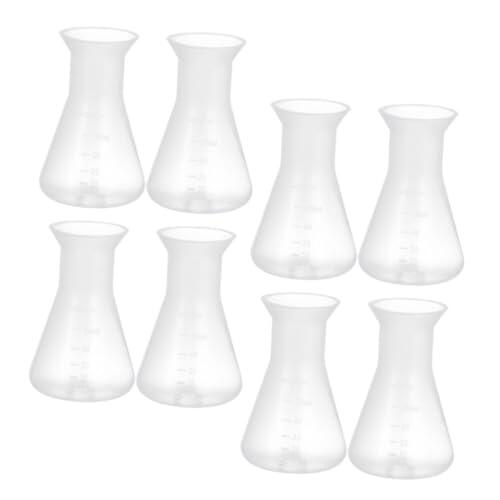 Hohopeti Juego De Matraces Erlenmeyer De Plástico 50Ml Para Laboratorio De Ciencia Y Química Reutilizable Con Cuello Estrecho 8 Piezas