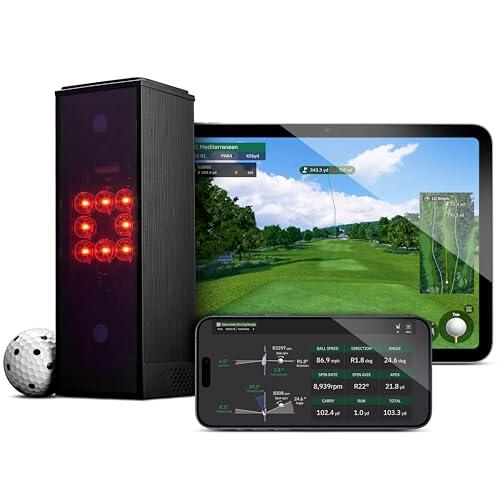 Square Golf Indoor Golf Launch Monitor - Golf Simulator for Home with Realistic Practice & Accurate Feedback, High-Speed Camera, Ball Speed, Spin Rate, 3D Courses, Android/Apple/Windows Compatible