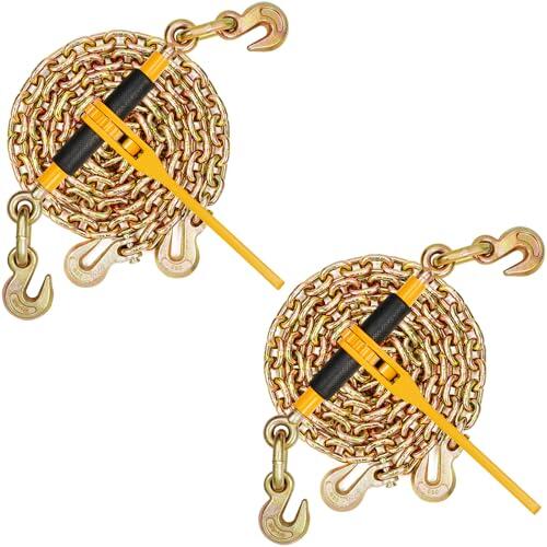 VEVOR Kit de Tensor de Cadena y Amarre 3/8" a 1/2" Tensor de Carga con Trinquete 10mm x 304,8cm Límite de Carga de Trabajo de 4172 kg con Ganchos de Agarre para Camión, Amarre, Transporte, Remolque