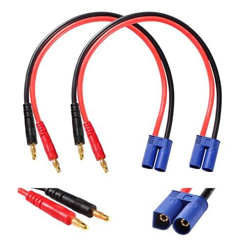 YIXISI 2 Piezas EC5 a 4.0mm Banana Cable de Carga de Batería RC, EC5 Conector a 4.0mm Banana Conector con Cable de Silicona 30cm 12AWG, para RC Helicóptero Quadcopter Lipo Batería
