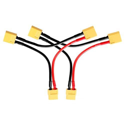 YIXISI 2 Piezas XT60 Cable de Conector de Batería Serie, Adaptador de Conector Serie XT60, XT60 Batería Serie Conector, XT60 Serie 1 Hembra a 2 Macho Adaptador con Cable 14AWG, para RC Lipo