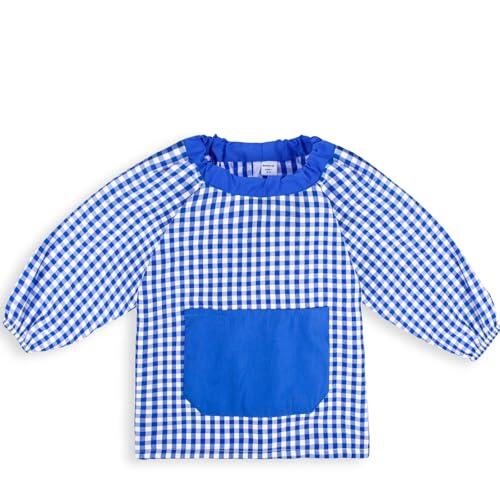 HOMYBABY® Babi Escolar Infantil Guarderia y Colegio - Bata Escolar Niño y Niña - Baby Escolar Infantil fácil de poner y quitar - Bolsillo y Puños Cerrados (Blue, 4-5 años / 110 cm)