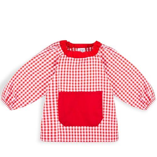 HOMYBABY® Babi Escolar Infantil Guarderia y Colegio - Bata Escolar Niño y Niña - Baby Escolar Infantil fácil de poner y quitar - Bolsillo y Puños Cerrados (Red, 4-5 años / 110 cm)