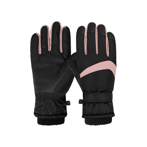 Feelorna Guantes de esquí de invierno para mujer, resistentes al viento, térmicos, para pantalla táctil, impermeables, con forro polar, guantes cálidos para invierno, para esquí, ciclismo, deportes al