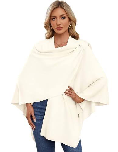 PULI Chal Cruzado Delantero para Mujer Elegantes Ponchos Finamente Drapeados Cárdigan de Punto Tipo Capa para Vestido de Noche Chales de Boda, Altoa única