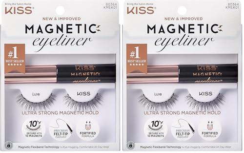 KISS 1-kmek01c Kit Con Delineador De Ojos Con Imán Y Pestañas, color Multicolor (Paquete de 2)