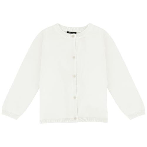 Soudittur Cárdigan Clásico para Niña Uniforme Escolar Algodón Chaqueta de Punto para Niña Manga Larga Suéter Cárdigan Ligero (FR/ES, Edad, 10 años, 11 años, Regular, Blanco)