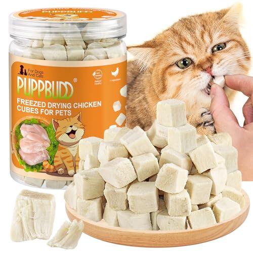 Snack Liofilizado de Pollo para Gatos de Interior, Crujientes Snack para Gato Perros, Golosinas para Gatos Icas en Proteínas